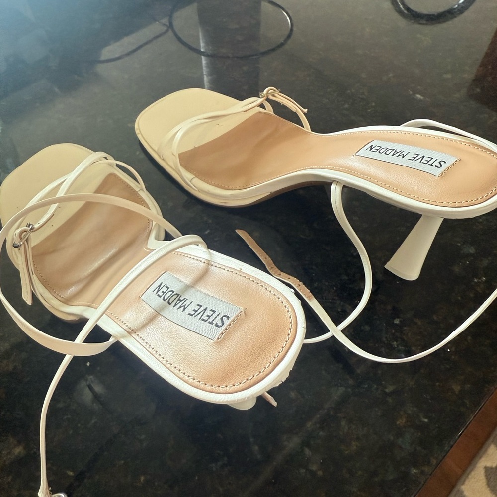 Steve Madden Women's Cream Strappy Heels